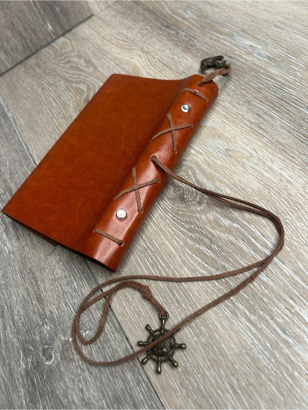 Vintage Leather Nautical Journal Refillable Compass Wrap Notebook Travel Diary⁠